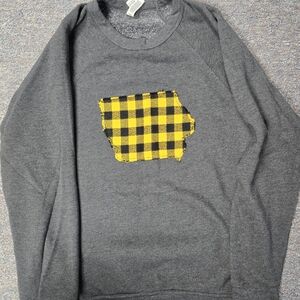 Gray Sweatshirt with Yellow Plaid Iowa Patch